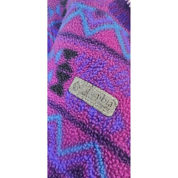 Vtg Columbia Fleece Jacket Full Zip Aztec Southwest Print Sz XL Purple Blue 90's - Picture 5 of 16